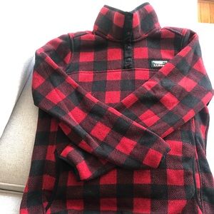 LL Bean buffalo plaid women’s red pullover